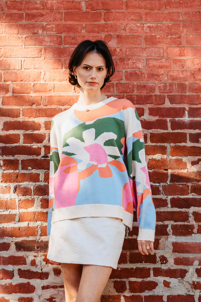 Flower Print Sweater for Women in Cream Multi PSW2900 CREAMMULTI Glik s