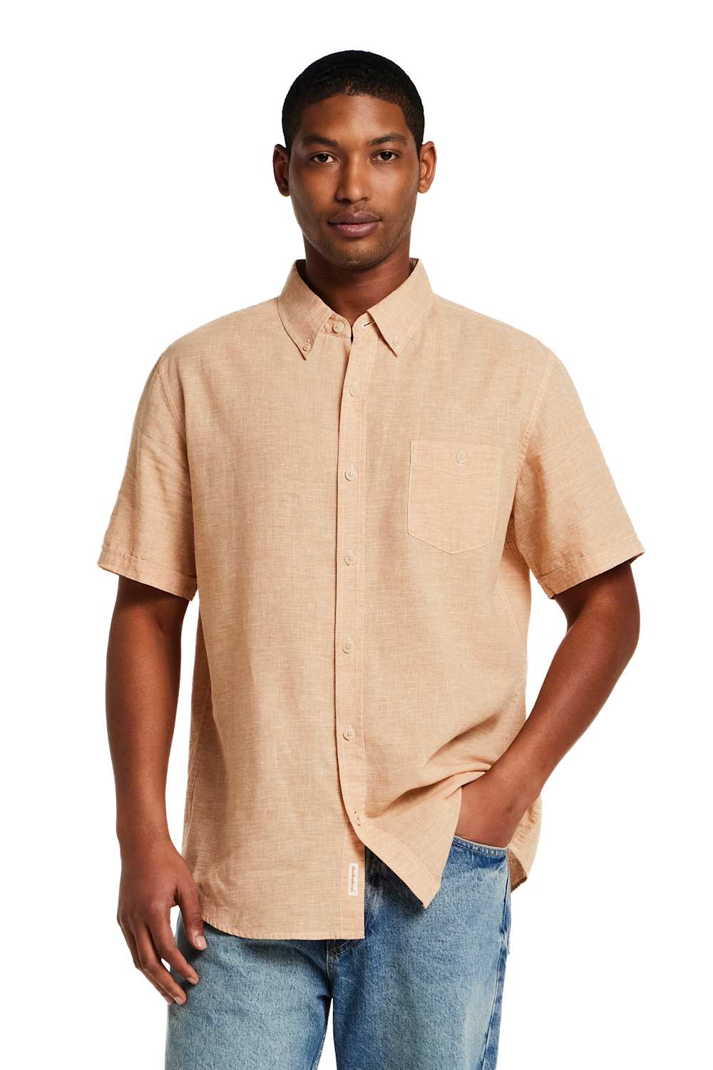 Weatherproof Vintage Cotton Linen Solid Button Down Shirt for Men in Sunrise at Glik's , L Weatherproof Vintage Cotton Linen Solid Button Down Shirt for Men in Sunrise at Glik's , L