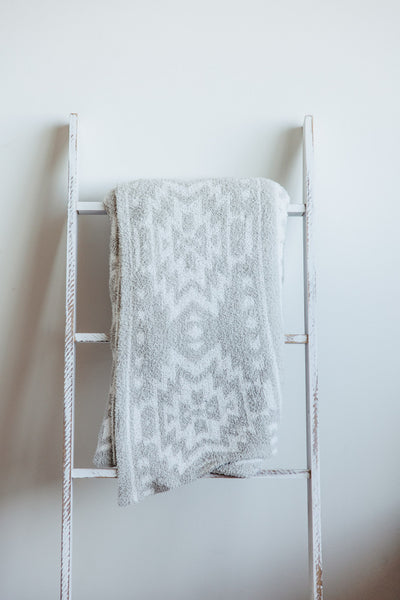 Simply Southern Soft and Cozy Blanket in Grey Aztec Leopard