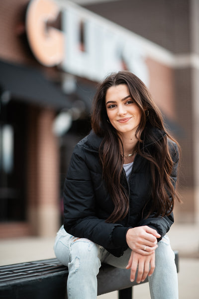 Simply Southern Cropped Puffer Jacket for Women in Black