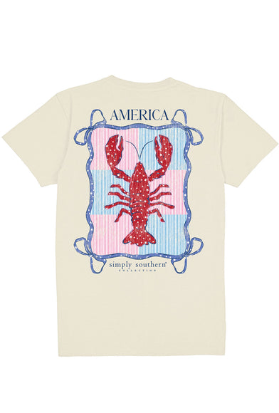 Womens Simply Southern American Lobster T-Shirt for Women in Wisp