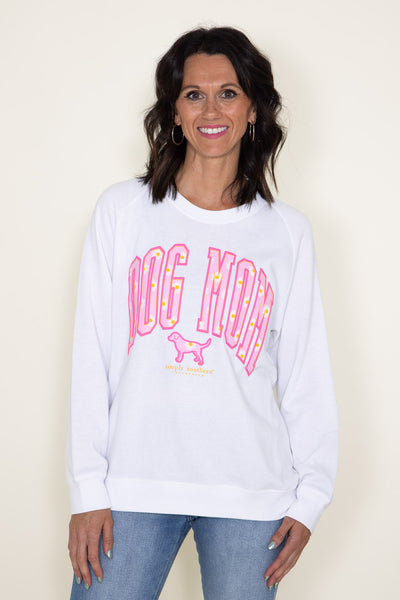 Simply Southern Crewneck Dog Mom Crewneck for Women in White