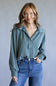 Simply Southern Knit Johnny Collar for Women in Jade