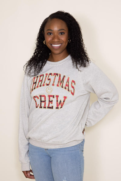 Simply Southern Christmas Crew Sweatshirt for Women in Grey