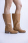Soda Mid Calf Faux Leather Boots for Women in Natural