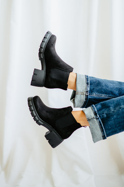 Soda Shoes Poppy Lug Booties for Women in Black