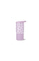 A light purple travel tumbler with a matching lid and a pink butterfly pattern on the upper half, set against a plain white background.