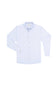 A light blue long-sleeve button-down shirt with a single chest pocket, laid flat against a solid white background.