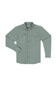 A sage green long-sleeve button-up shirt with two chest flap pockets, laid flat on a white background.