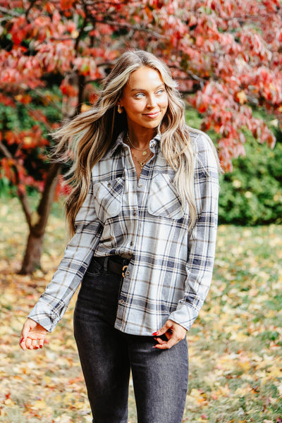 Thread & Supply Lewis Button Up Shirt for Women in Black and Brown Plaid