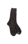 A pair of dark charcoal gray knit socks with a subtle multicolor flecked texture, shown against a plain white background.