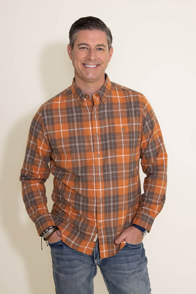 Weatherproof Vintage Flannel Shirt for Men in Orange