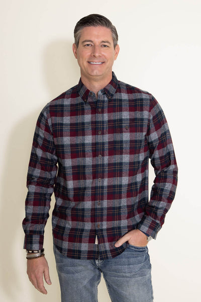 Weatherproof Vintage Flannel Shirt for Men in Red