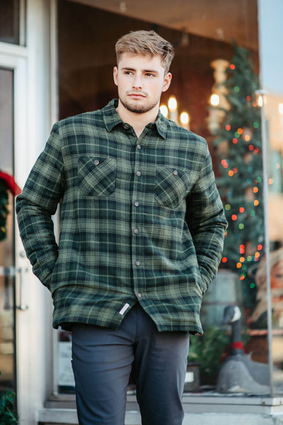 Weatherproof Vintage Sherpa Lined Shirt Jacket for Men in Green