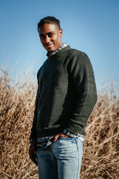 Weatherproof Vintage Half Cardigan Stitch Sweater for Men in Green