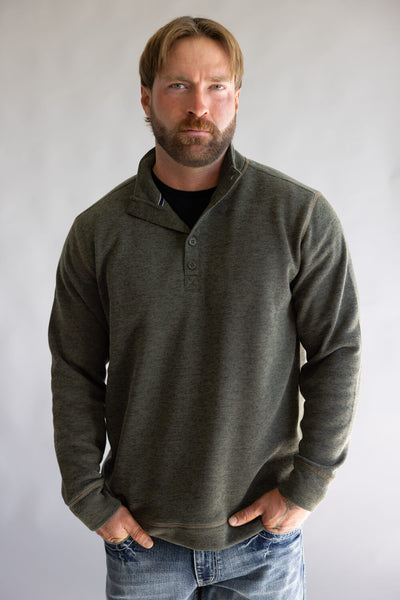 Weatherproof Vintage ¼ Button Sweater for Men in Kambaba Olive