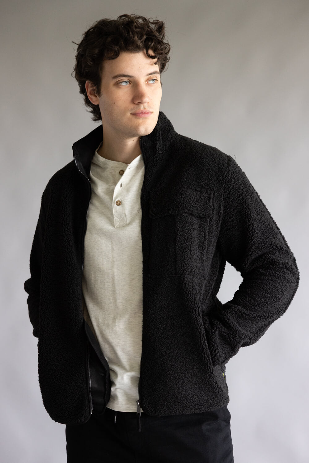 Moritz Faux Shearling Jacket for Men in Black | P416675-BLACK – Glik's