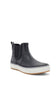 A single black Chelsea-style rain boot with elastic side gore, shown on a clean white background.