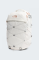 White backpack with The North Face logo on a light gray background