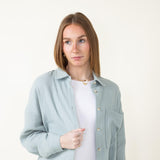 ACOA Clothing Oversized Gauze Boyfriend Shirt for Women in Blue