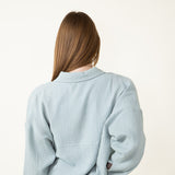 ACOA Clothing Oversized Gauze Boyfriend Shirt for Women in Blue