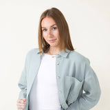 ACOA Clothing Oversized Gauze Boyfriend Shirt for Women in Blue