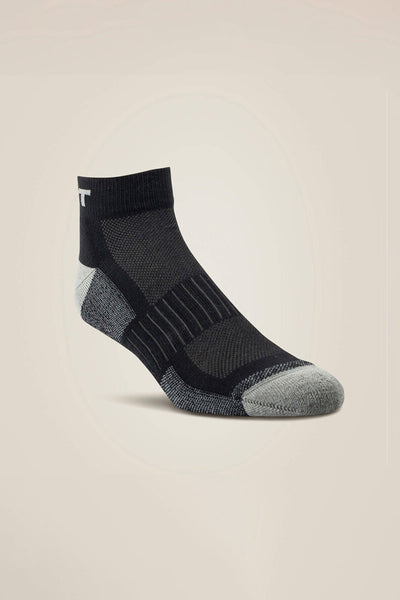 Ariat High Performance Quarter Crew Tek Work Socks 3 Pair Pack in Black