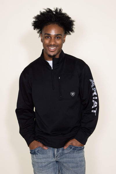 Ariat Team Logo 1/4 Zip Sweatshirt for Men in Black