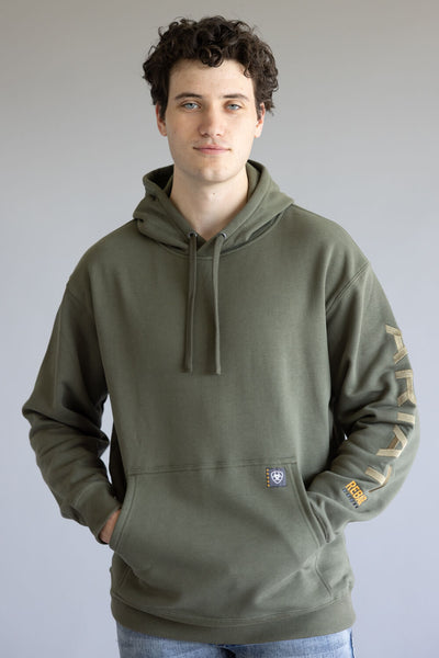 Ariat Rebar Graphic Hoodie for Men in Grape Leaf