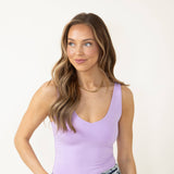 Seamless Double Layer Knit Tank Top for Women in Lavender