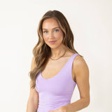 Seamless Double Layer Knit Tank Top for Women in Lavender