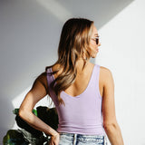 Seamless Double Layer Knit Tank Top for Women in Lavender
