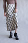 Plaid Midi Skirt for Women in Charcoal
