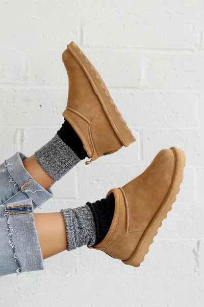 Bearpaw Super Shorty Ankle Booties for Women in Iced Coffee