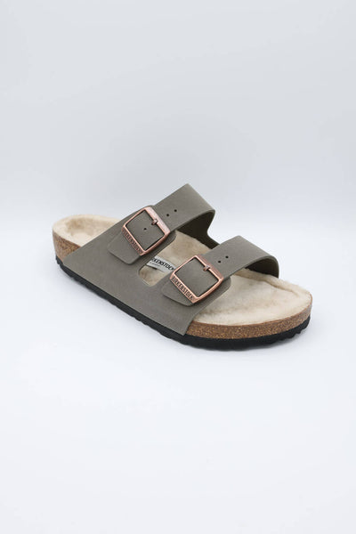 Birkenstock Arizona Birkibuk Shearling Sandals for Men in Stone
