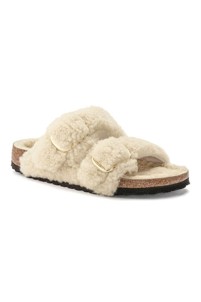 Birkenstock Arizona Big Buckle Shearling Teddy Sandals for Women in Eggshell