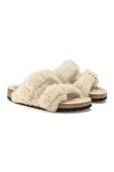 Birkenstock Arizona Big Buckle Shearling Teddy Sandals for Women in Eggshell