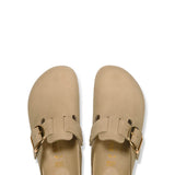 Birkenstock Boston Big Buckle Oiled Leather Clogs for Women in Tobacco Brown