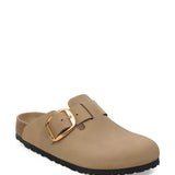 Birkenstock Boston Big Buckle Oiled Leather Clogs for Women in Tobacco Brown
