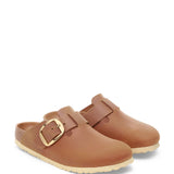 Birkenstock Boston Big Buckle Oiled Leather Clogs for Women in Cognac Brown