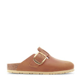 Birkenstock Boston Big Buckle Oiled Leather Clogs for Women in Cognac Brown