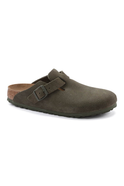 Birkenstock Boston Suede Clogs for Men in Thyme Green