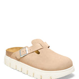 Papillo by Birkenstock Boston Chunky Suede Leather Clogs for Women in Warm Sand