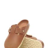Birkenstock Boston Big Buckle Oiled Leather Clogs for Women in Cognac Brown