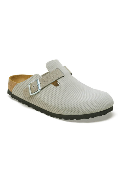 Birkenstock Boston Corduroy Suede Clogs for Women in Stone Coin Grey
