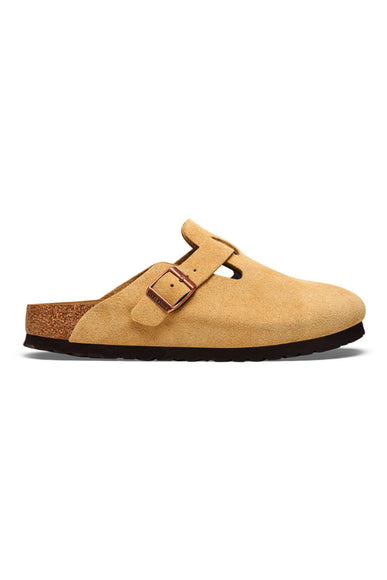 Birkenstock Boston Suede Clogs for Women in Latte Cream