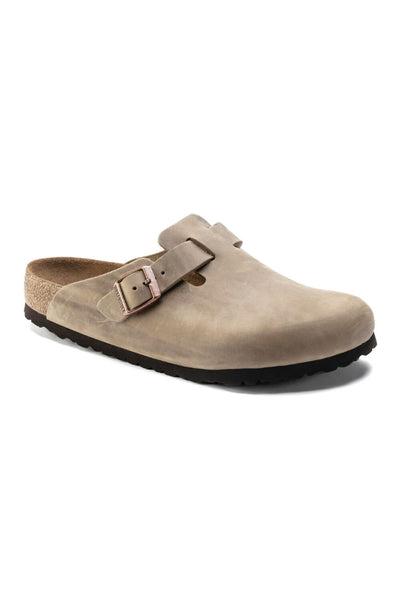 Birkenstock Boston Soft Footbed Oiled Leather Clogs for Women in Tobacco Brown