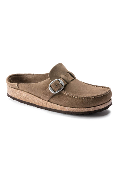 Birkenstock Buckley Suede Leather Mules for Women in Grey Taupe