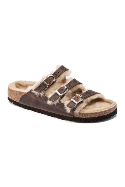 Birkenstock Florida Fresh Shearling Sandals for Women in Brown