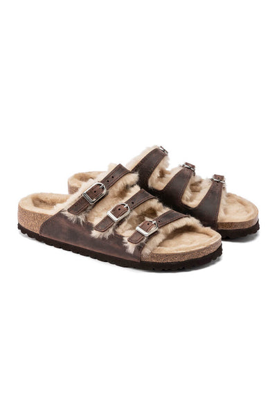 Birkenstock Florida Fresh Shearling Sandals for Women in Brown